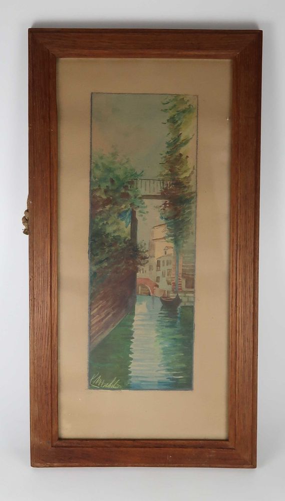Aguarela antiga emoldurada