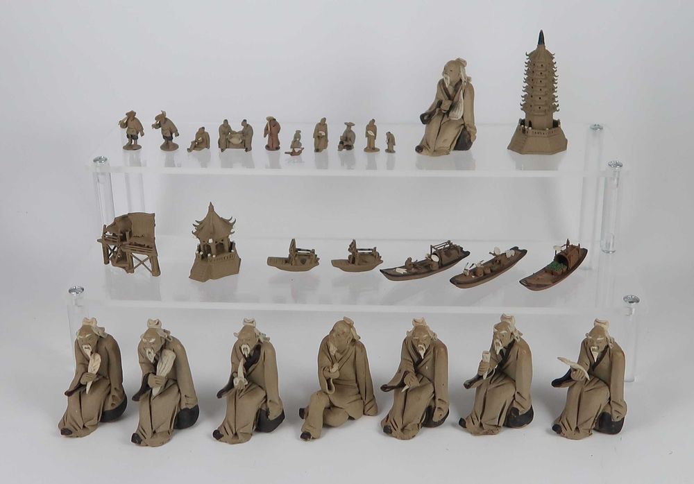 Miniature MUG, figuras argila China, antigas