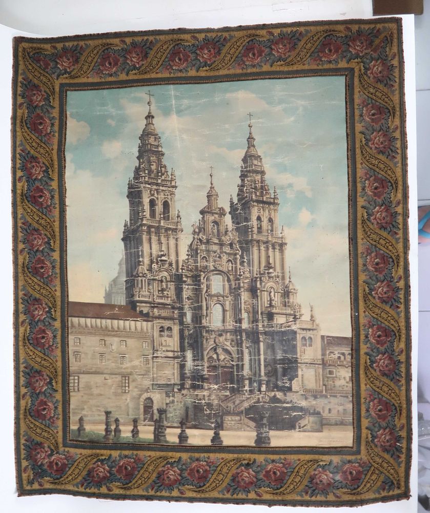 Catedral Santiago Compostela (Óleo gravura em tecido ?)