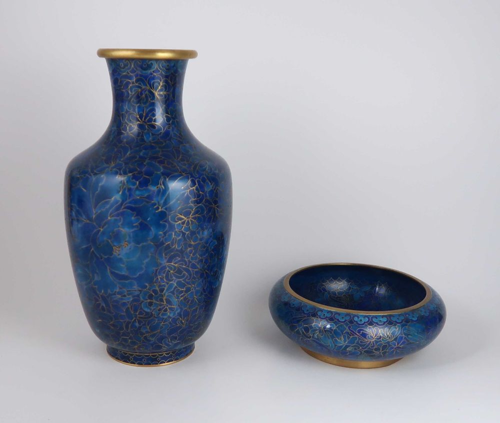 Conjunto Cloisonné China Jarra 26 cm + taça
