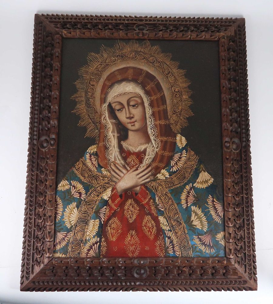 Pintura a Óleo Escola Cusquenha - Madona