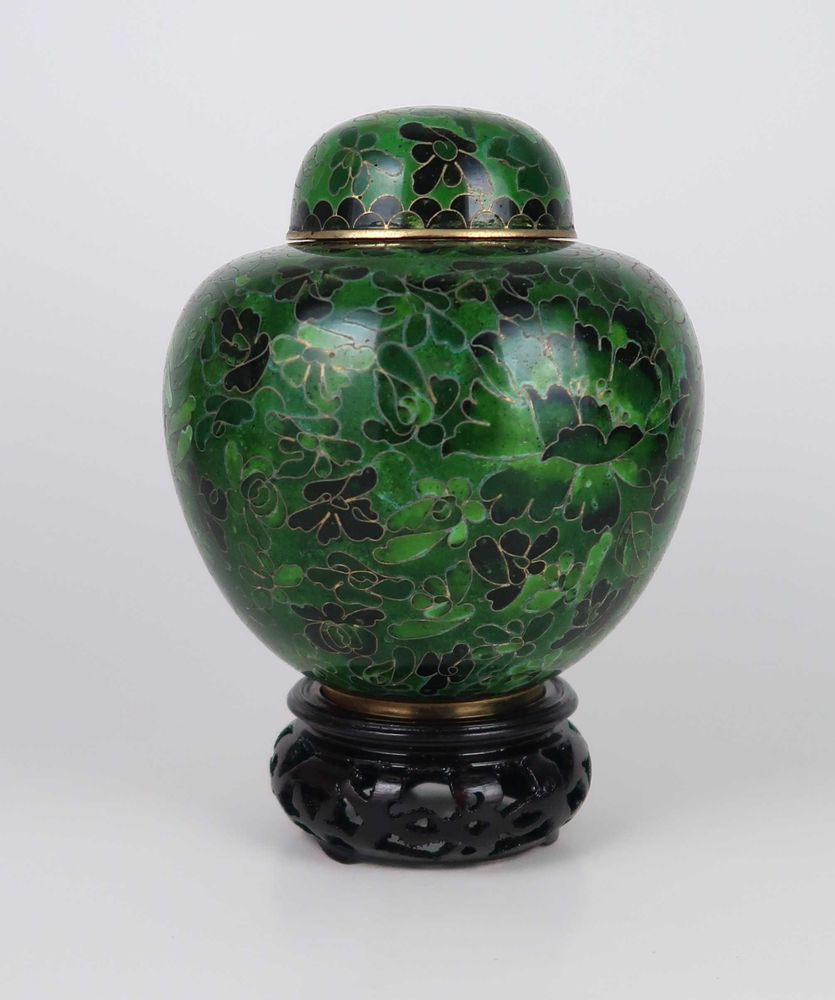 Urna Chinesa em cloisonné verde