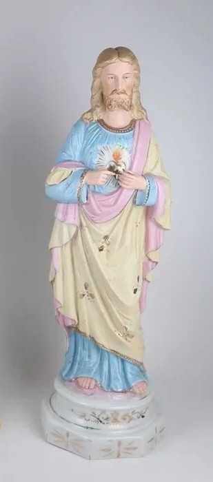 Escultura antiga em porcelana - 36.5 cm - Sagrado Coração Jesus