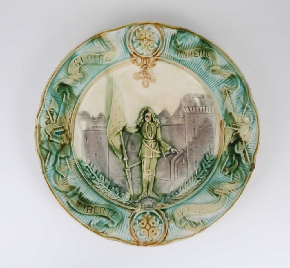 Prato majolica antigo Joana d'Arc