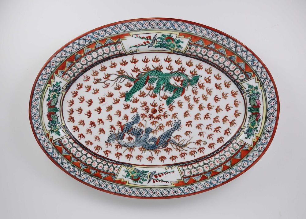 Travessa porcelana da China - Dragões