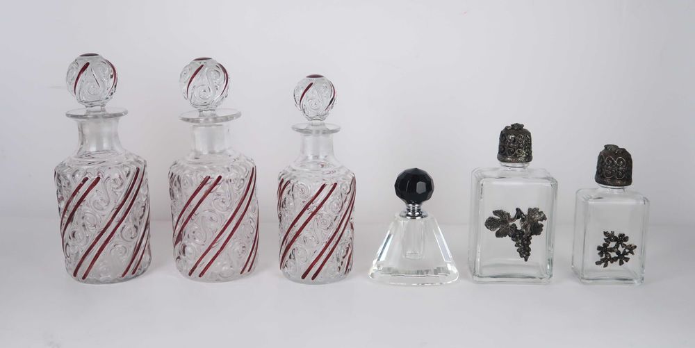 Lote de 6 antigos frascos de perfume antigos